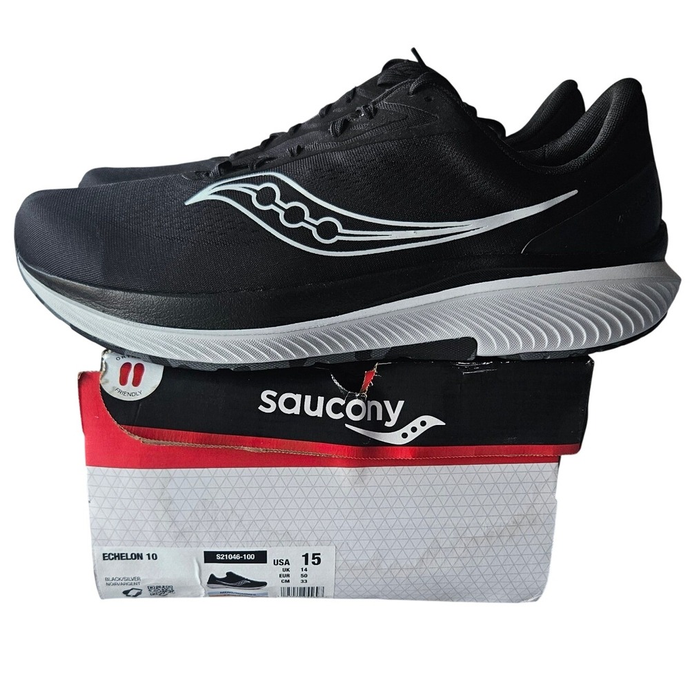 Saucony Echelon 10 Mens 15 X-Wide Running Shoes Black Silver S21046-100 NIB